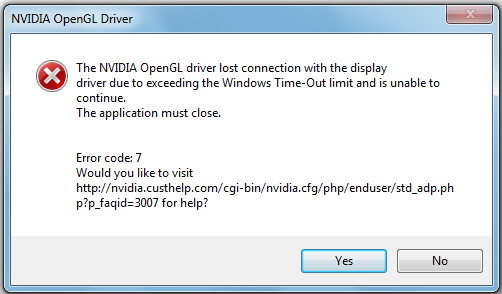 nvidia opengl blunder code 3 minecraft