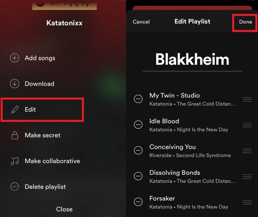 Переименовать Spotify Playlist iOS