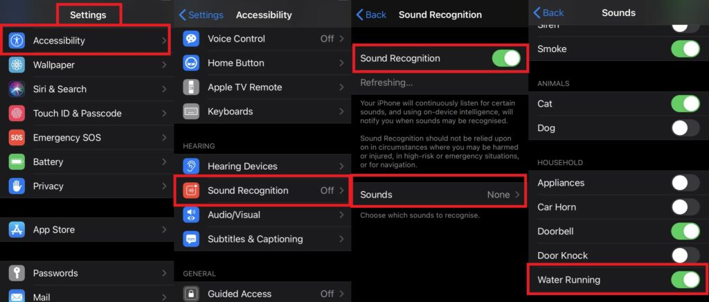 enable Water Running Notification on iOS 14