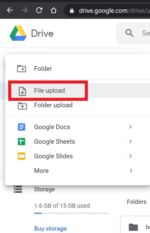 Upload file to Google Drive