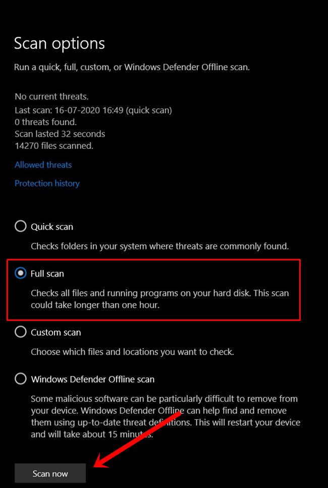 full scan windows 10