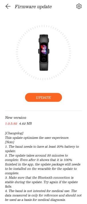 honor band 5i firmware update
