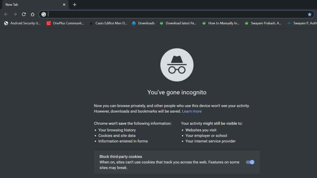 use incognito browsing to fix WhatsApp Web Not Working
