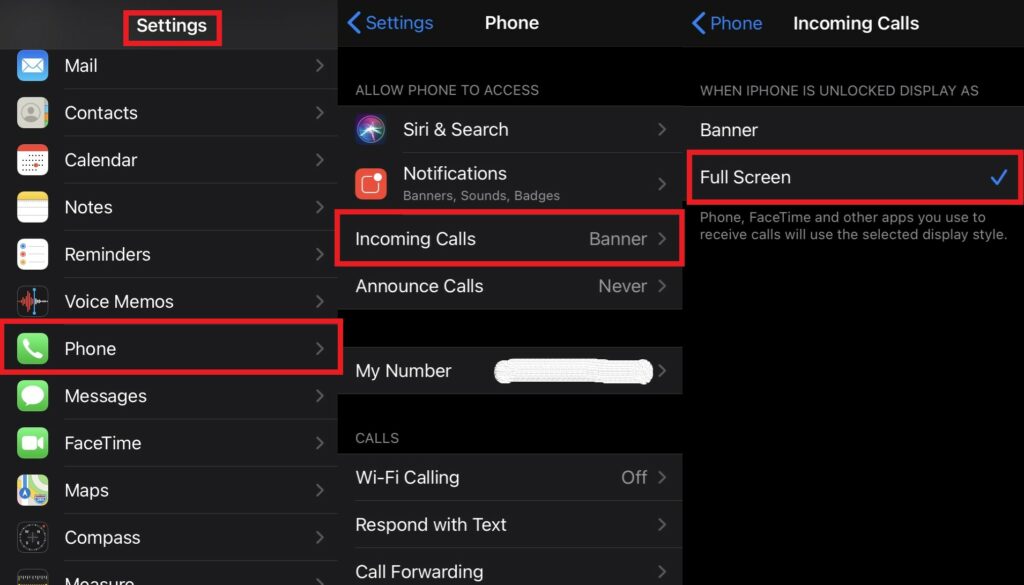 change Incoming Call Alerts screen to Full Screen on iOS 14