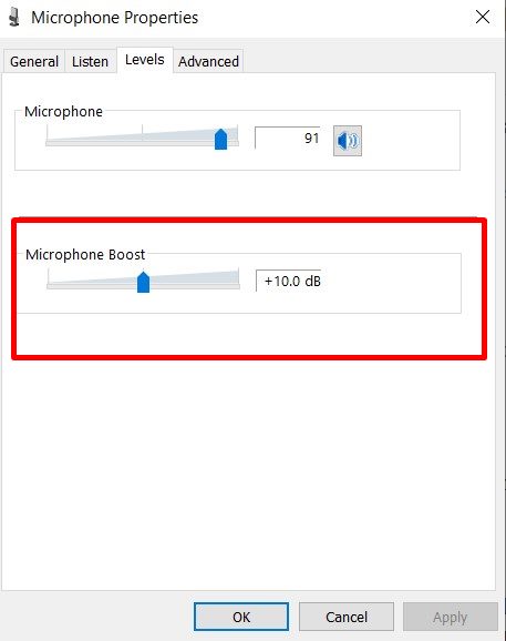 mic boost windows 10