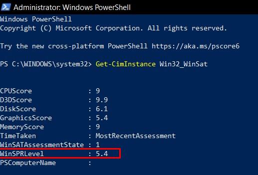 powershell index score