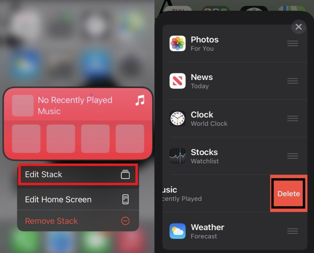 remove smart stack widget