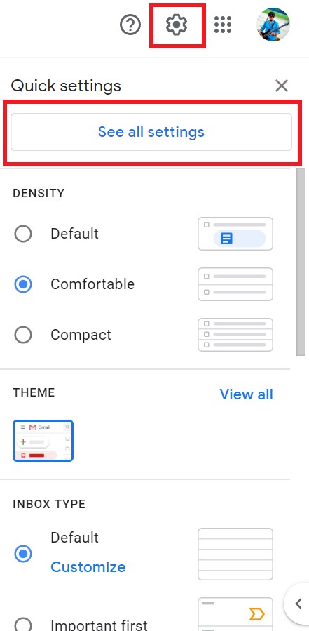 Gmail Web Settings