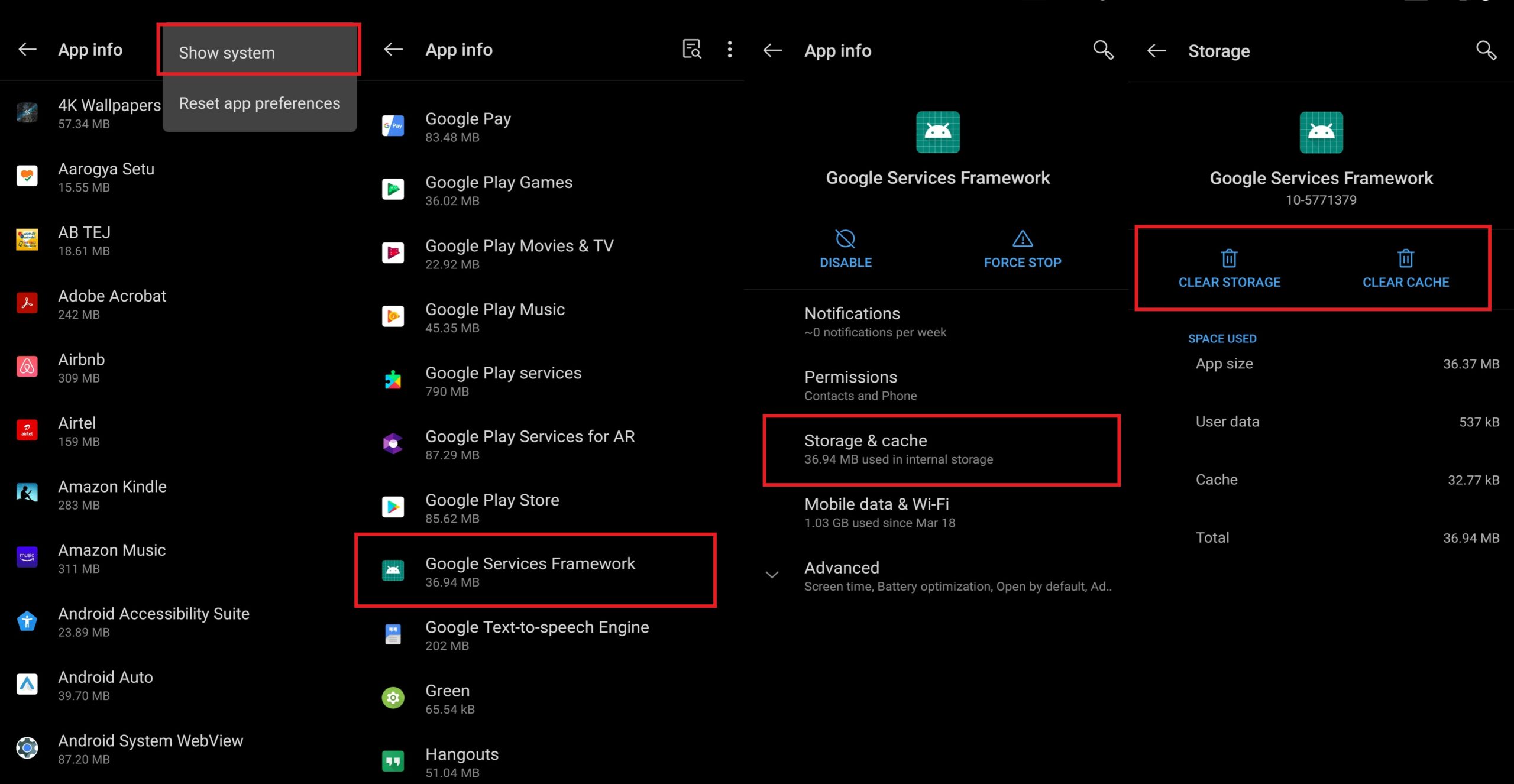 clear cache of Google services Framework to fix Google Play Error 910