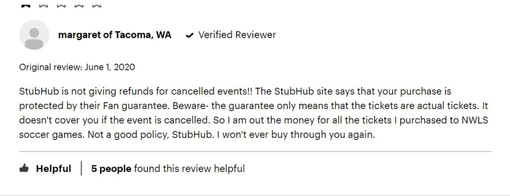 StubHub fan guarantee