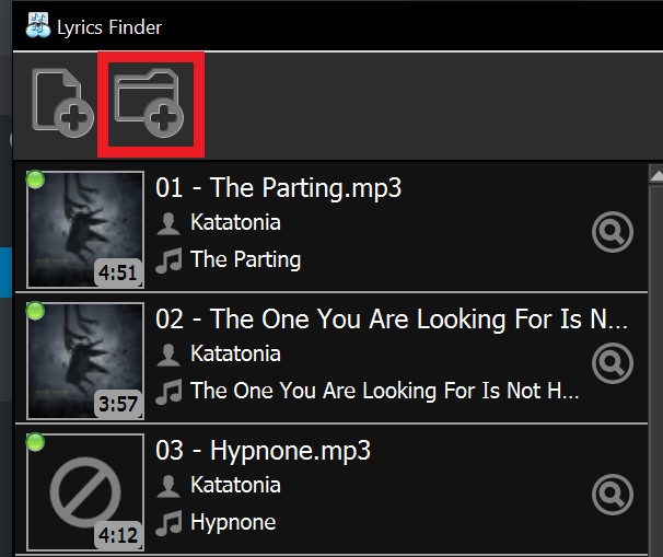 transfer the album to the Lyrics finder