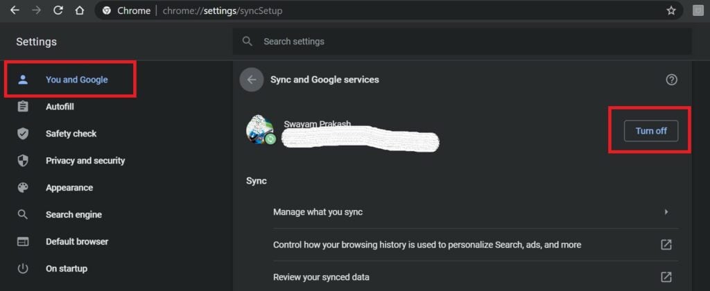 disconnect google account