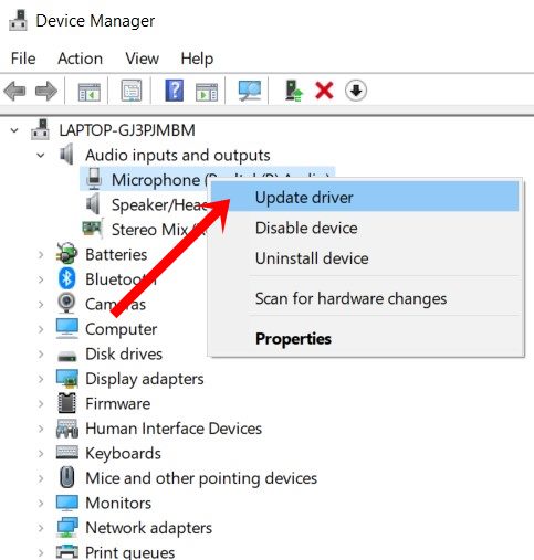 update mic drivers windows 10