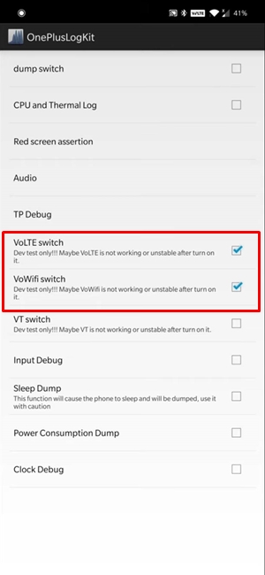 volte vowifi switch