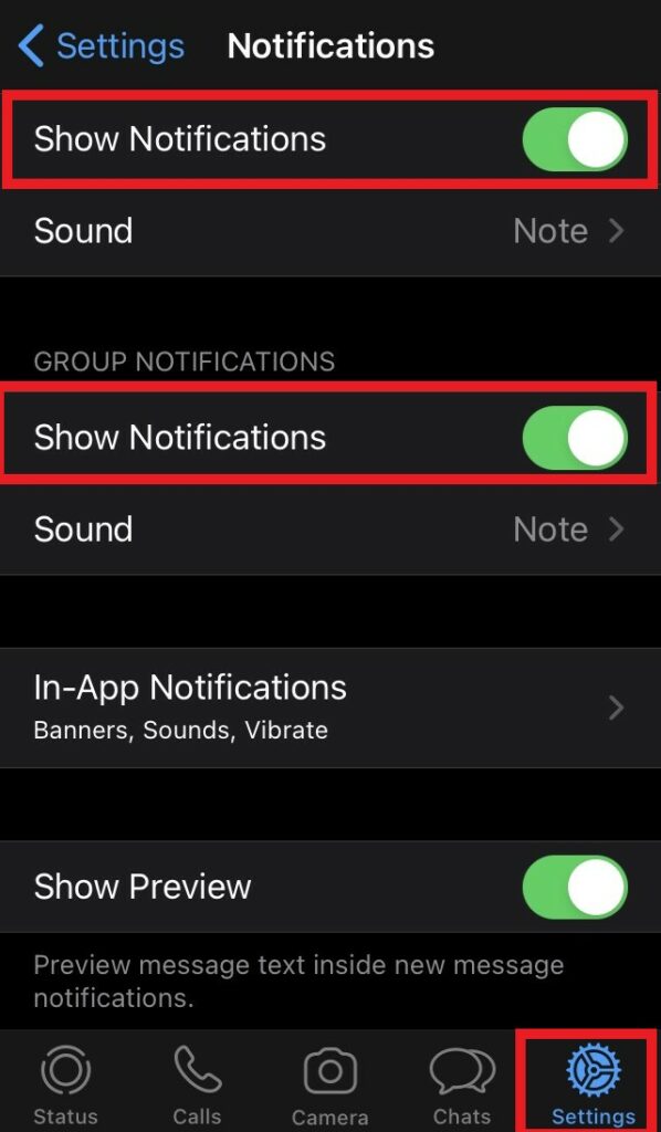 WhatsApp Call enable notification from the app