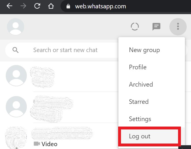 log out of WhatsApp web
