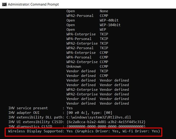 wireless display support