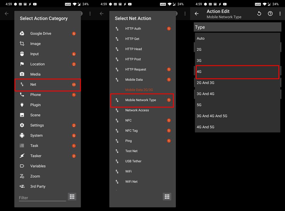 værdi Reduktion performer How to Change Preferred Network Type with Tasker