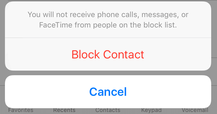 Block contacts on iPhone