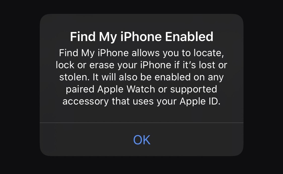 Enable Find My iPhone