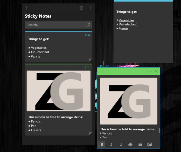 how to strikethrough on sticky notes