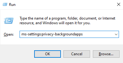 Open Background Apps setting - Windows