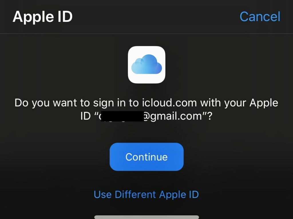 Войдите в iCloud с Apple ID