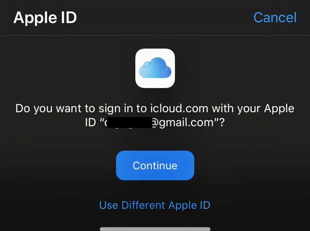 Sign in to iCloud with Apple ID