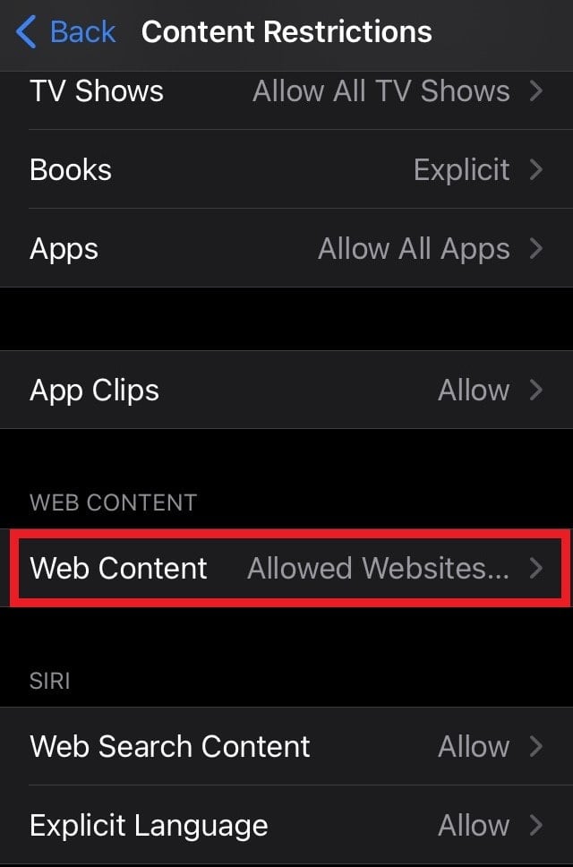 Limit web content