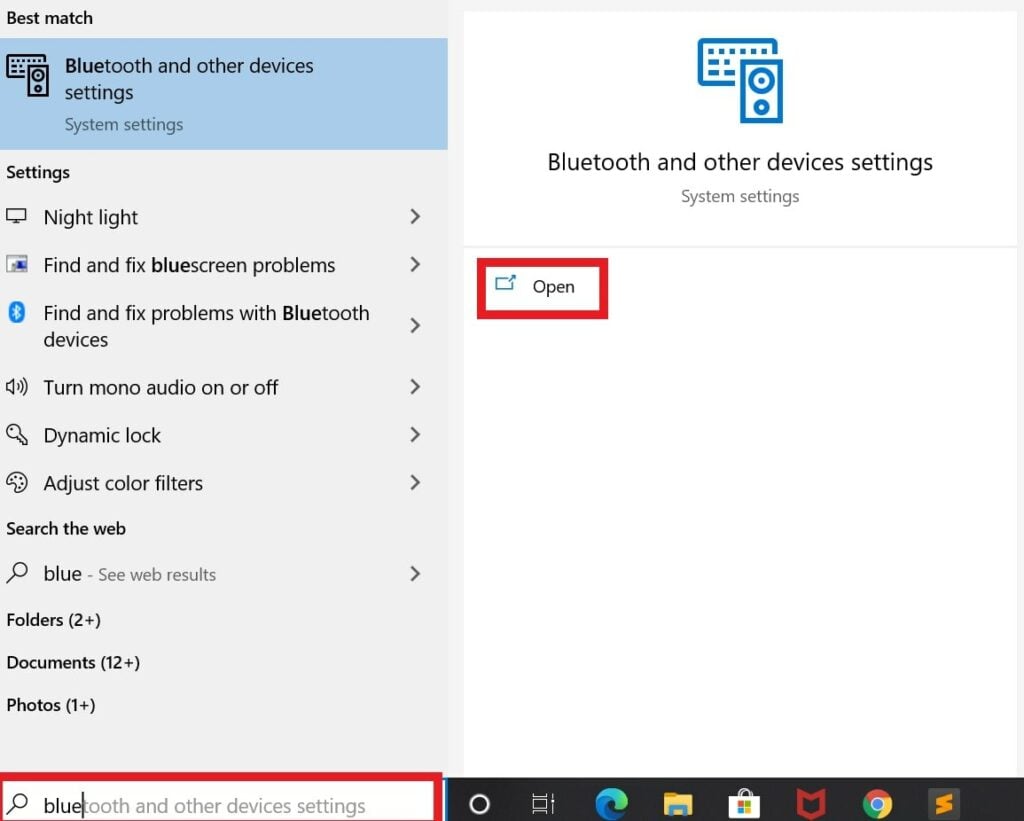 Open Bluetooth Settings Windows PC