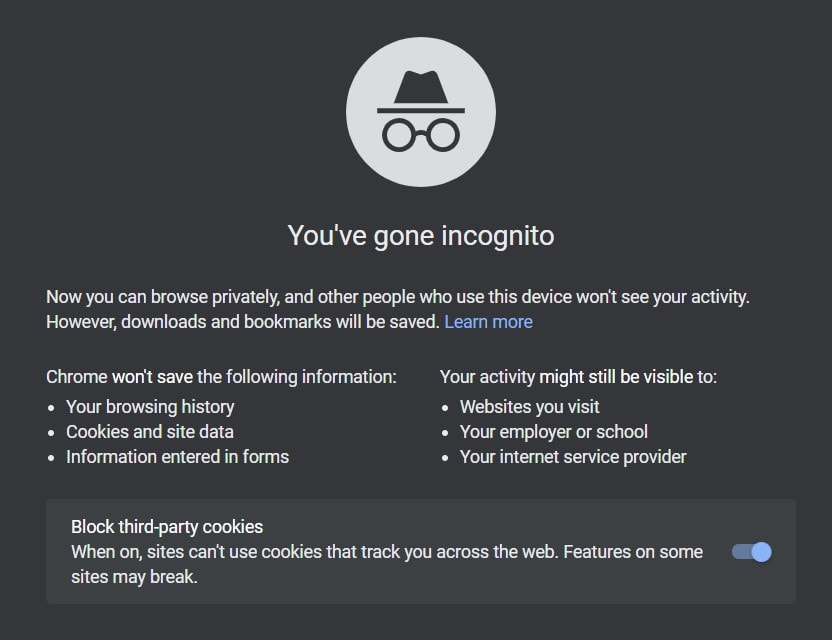 chrome incognito