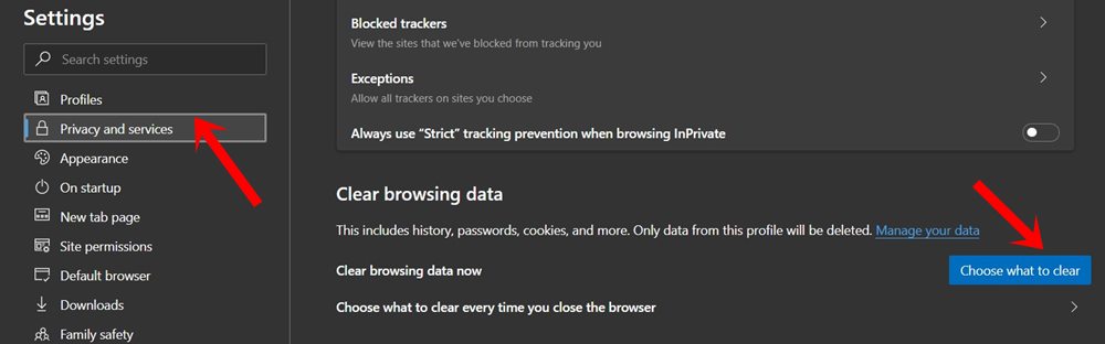 clear browsing data