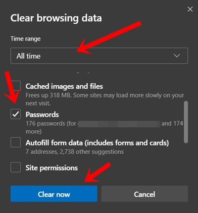 delete passwords edge