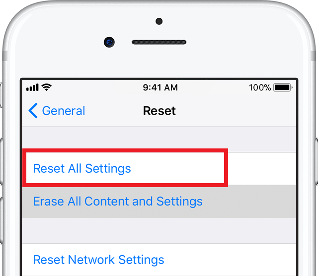 iphone x reset all settings