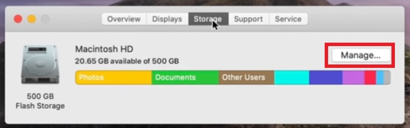 Manage Storage on Macbook