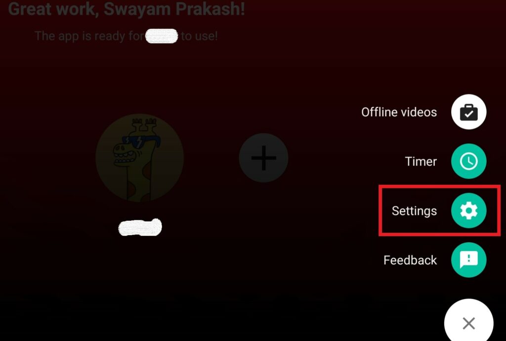 Open YouTube Kids settings