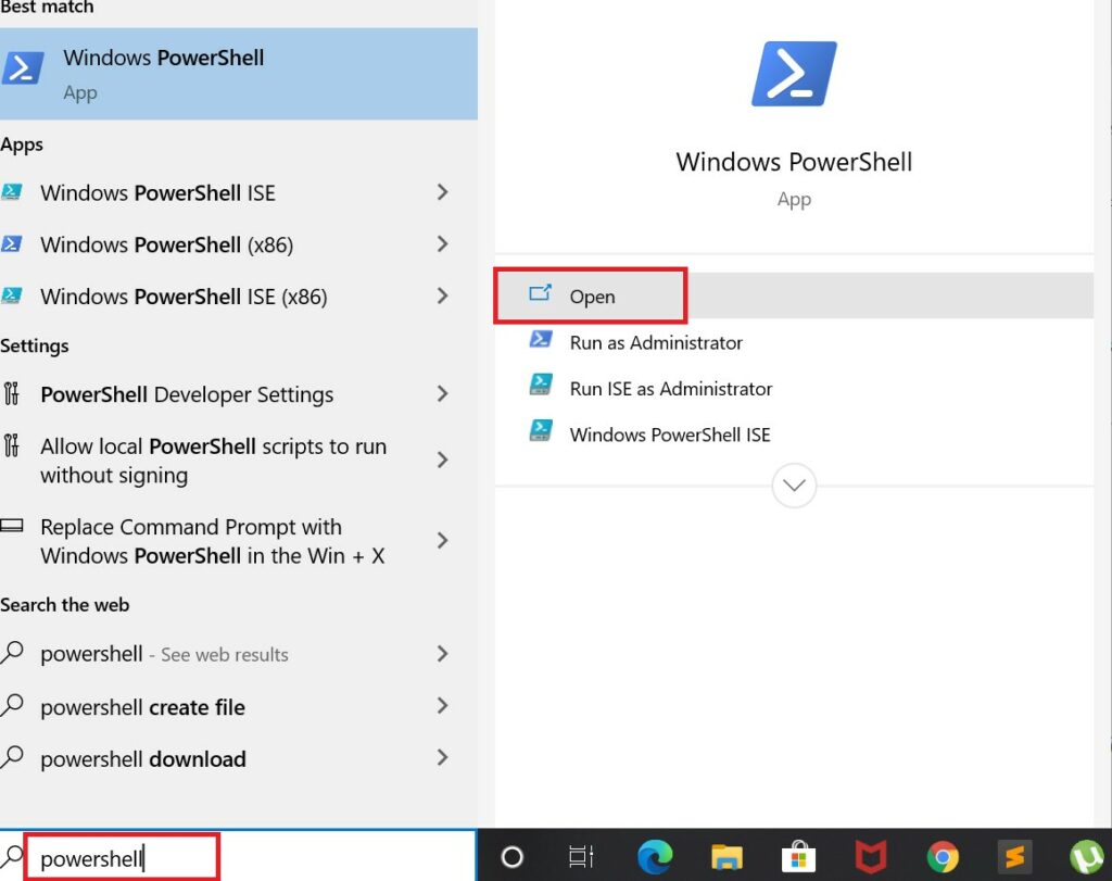 Open powershell
