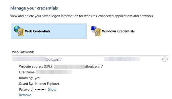 password web credentials
