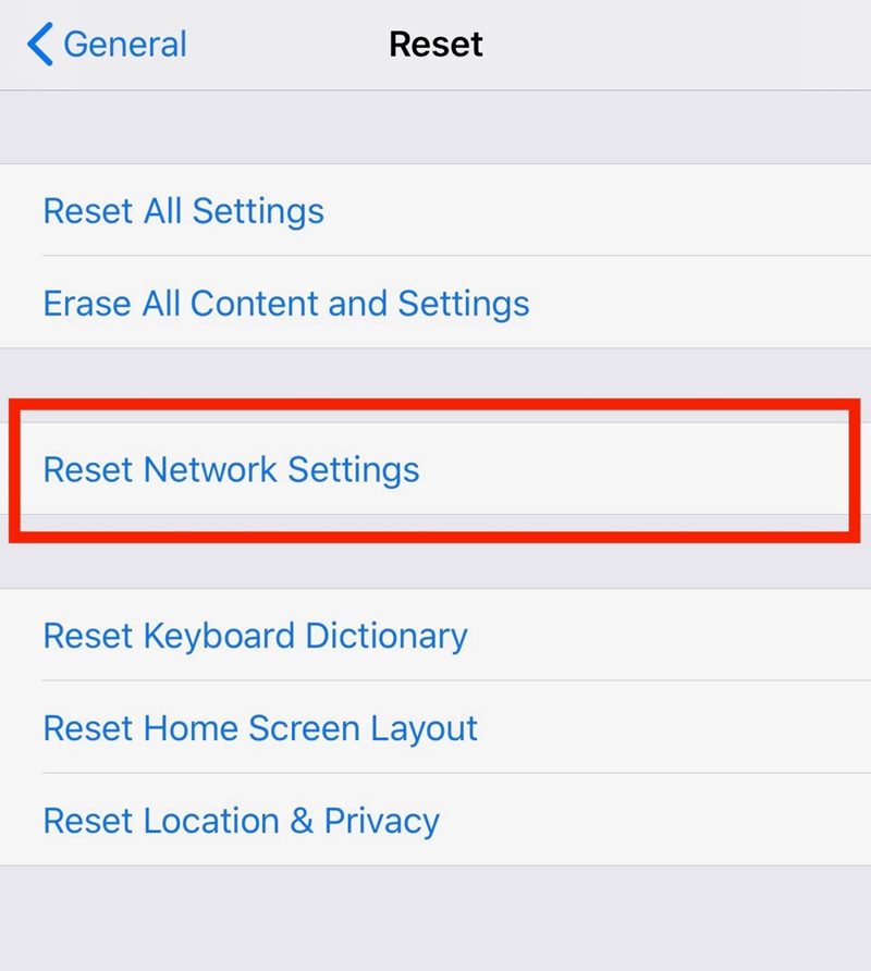 reset network facetime hanging