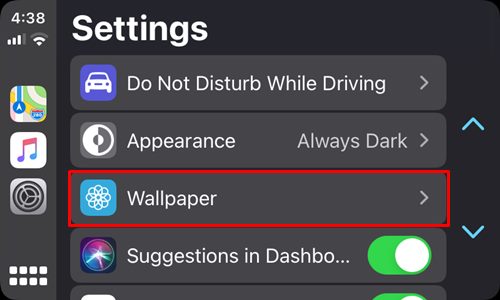 settings menu car