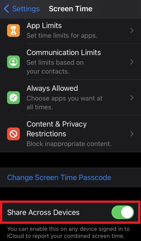 set up your kid's iPhone: Enable Share Across Device