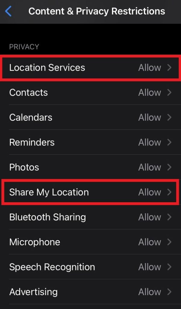 share location enabled while you set up your kid's iPhone