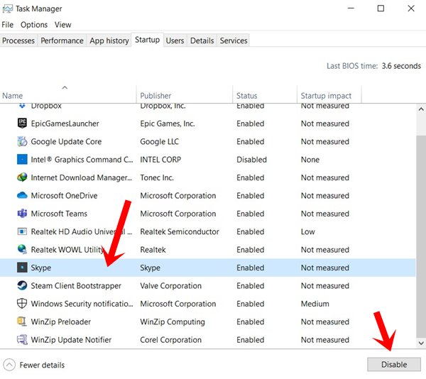 skype task manager disable