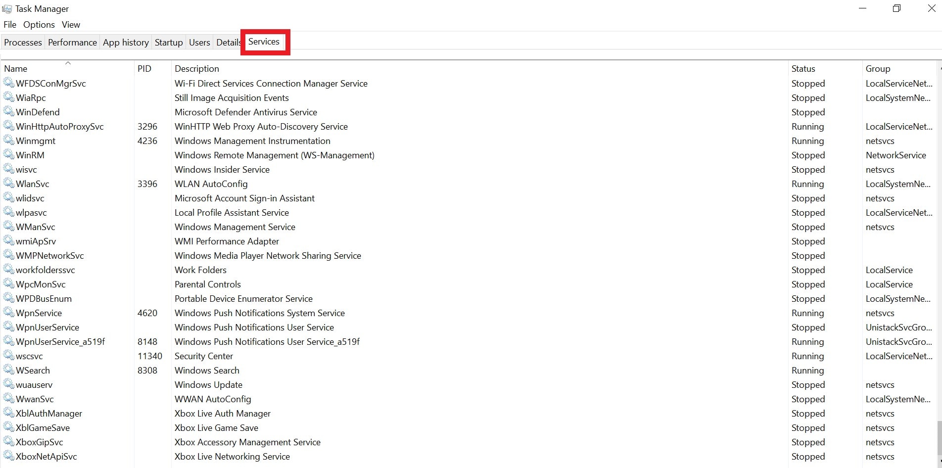 Task Manager Services to check for Emotet Malware