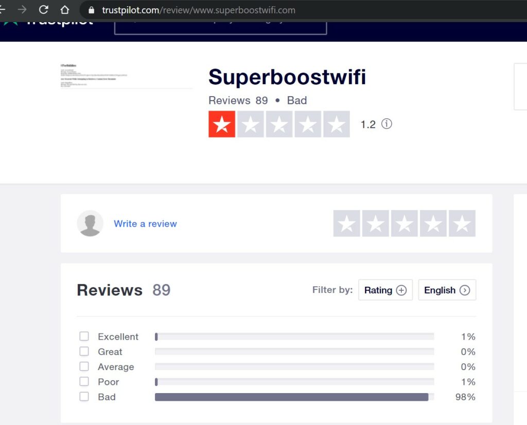 Superboost WiFi Trustpilot reviews