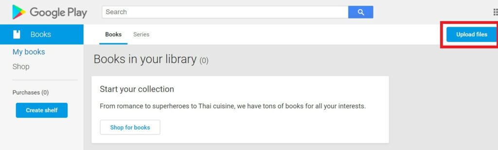 Upload e-book files to Google Play Books