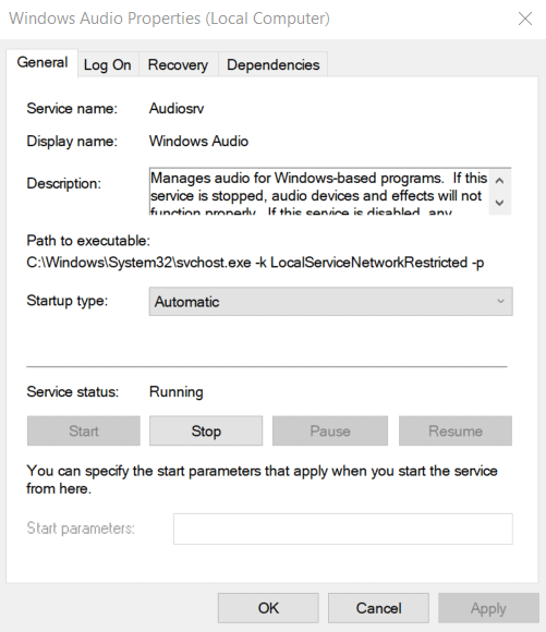 Windows Audio Properties (Local Computer)