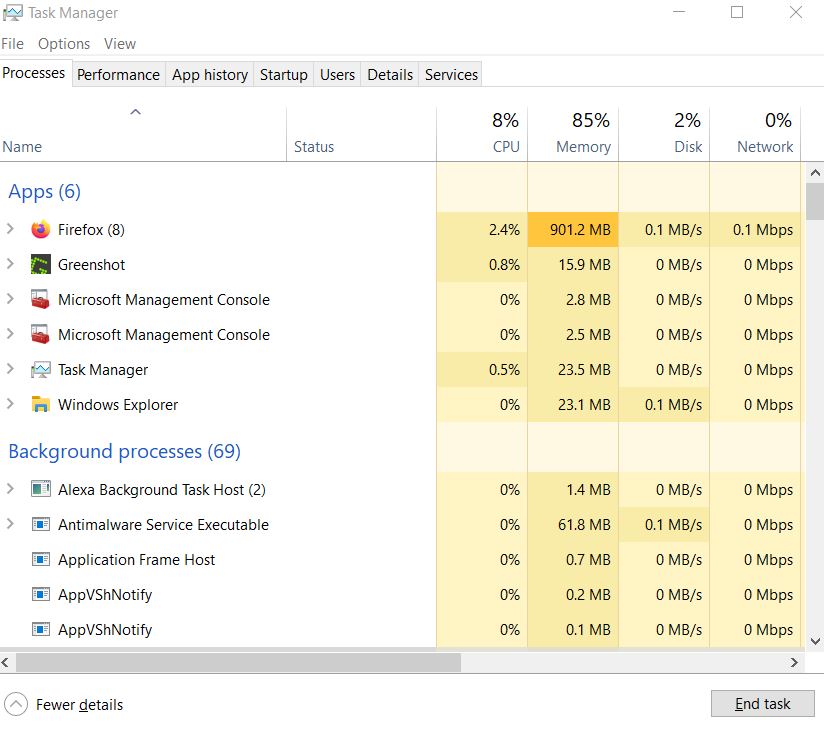 task manager window