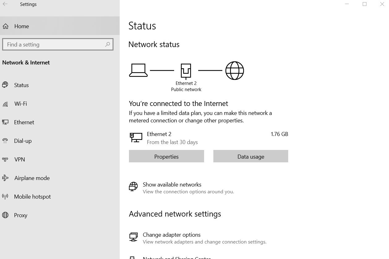 settings network