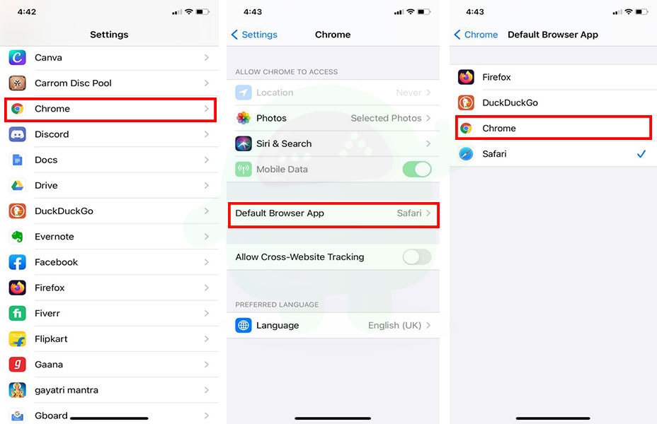 Как изменить браузер по умолчанию на iPhone и iPad